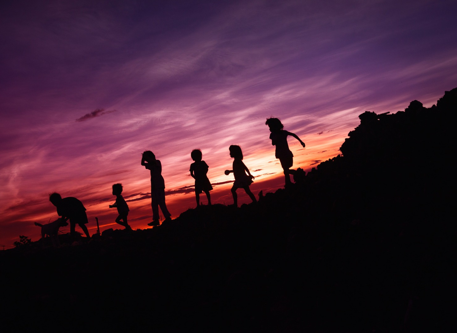 Children at sunset